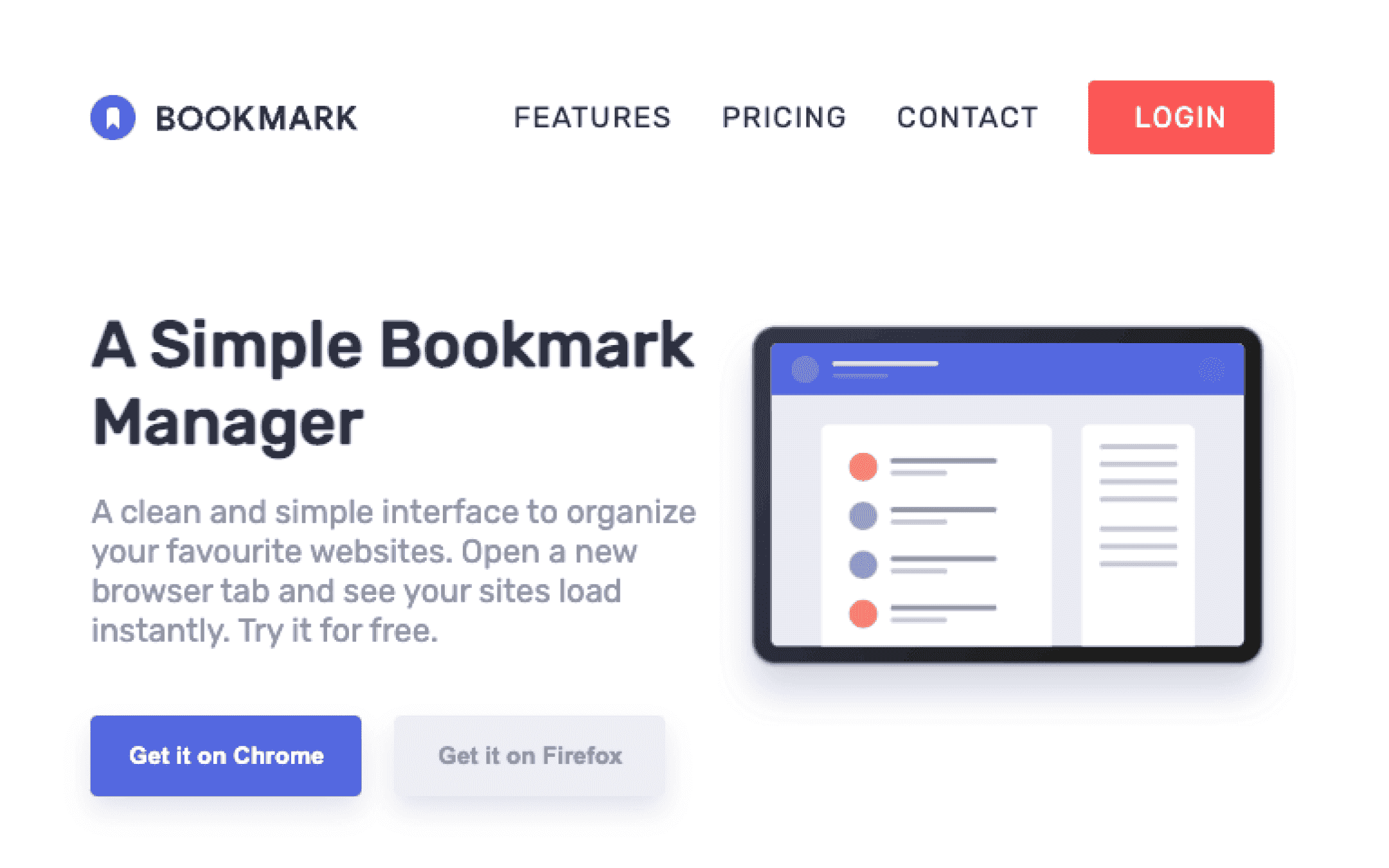 bookmark landing page